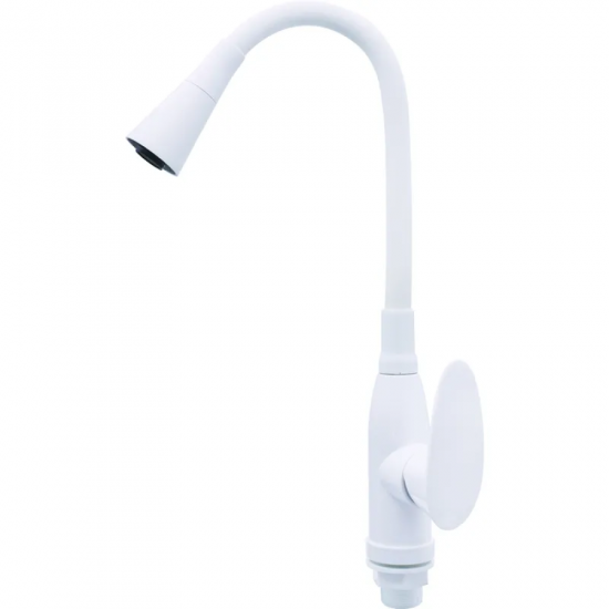 Змішувач для кухні PLAMIX CEZAR-011-B SET WHITE REFL.WHITE з силіконовим виливом, з підведенням (PM