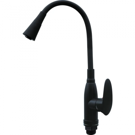 Змішувач для кухні PLAMIX CEZAR-011-B SET MATTE BLACK REFL.BLACK з силіконовим виливом