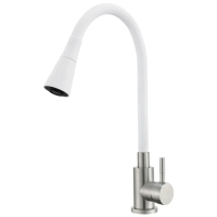 Змішувач для кухні MIXXUS SUS-011-T REFL.WHITE з силіконовим виливом з нерж. сталі SUS304, вилив бі