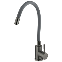 Змішувач для кухні MIXXUS SEO-011 GRAPHITE REFL.GRAY з силіконовим виливом з нерж.сталі SUS304, кол