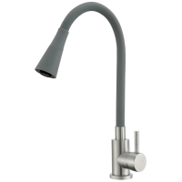 Змішувач для кухні MIXXUS SUS-011-T REFL.GRAY з силіконовим виливом з нерж. сталі SUS304, вилив сір