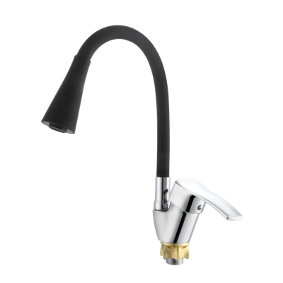 Змішувач для кухні з силіконовим виливом Zerix YUT 279 Reflector Black (колір виливу чорний) (ZX598