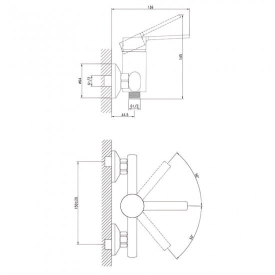 Змішувач для душу Zerix LOR5-B124 (ZX5976)