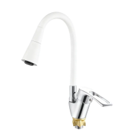 Смеситель для кухни с силиконовым виливом Zerix YUT 181 Reflector White (цвет вилива белый) (ZX5985)