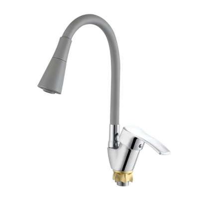 Змішувач для кухні з силіконовим виливом Zerix YUT 279 Reflector Gray (колір виливу сірий) (ZX5987)