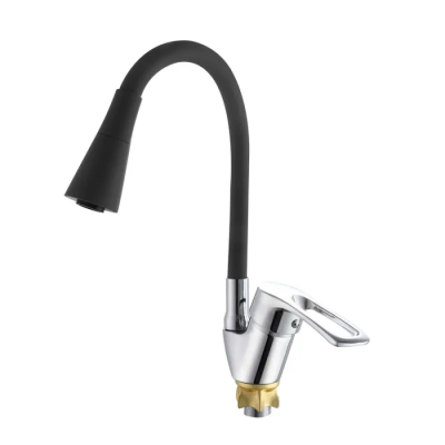 Змішувач для кухні з силіконовим виливом Zerix YUT 181 Reflector Black (колір виливу чорний) (ZX598