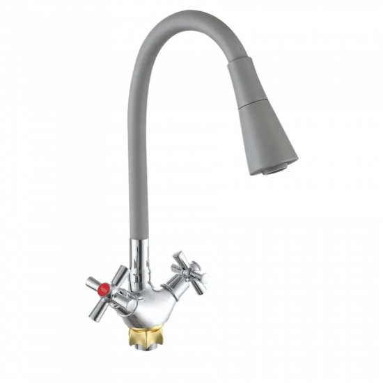 Змішувач для кухні з силіконовим виливом Zerix TLT 722 Reflector Gray (колір виливу сірий) (ZX5990)