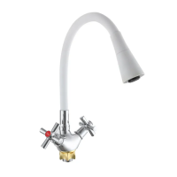 Смеситель для кухни с силиконовым выливом Zerix TLT 722 Reflector White (цвет вылива белый) (ZX5991)