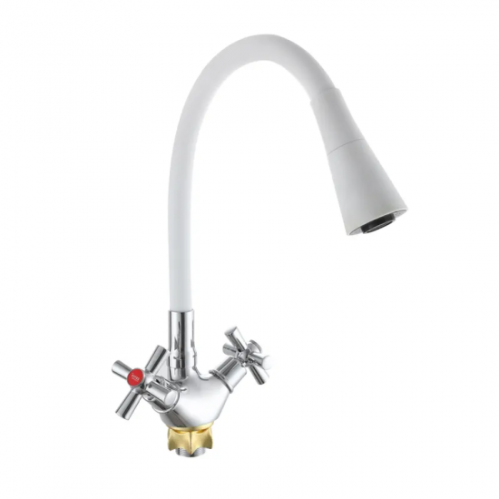 Змішувач для кухні з силіконовим виливом Zerix TLT 722 Reflector White (колір виливу білий) (ZX5991