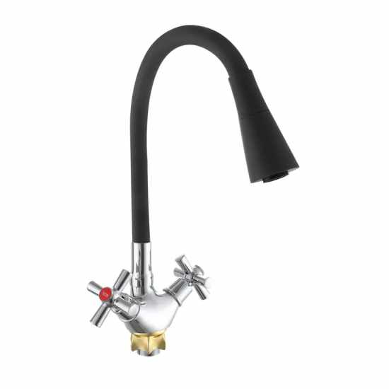 Змішувач для кухні з силіконовим виливом Zerix TLT 722 Reflector Black (колір виливу чорний) (ZX598