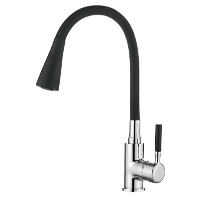 Змішувач для кухні Zerix ATRIUM-011-T REFL.BLACK (Колір хром+силік.вилив чорний) (ZX4720)