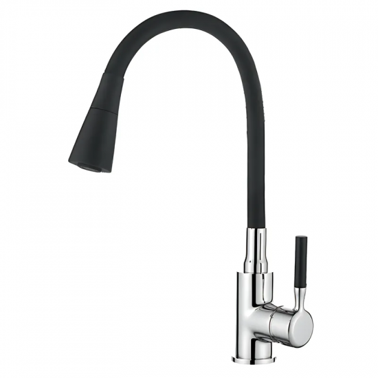 Змішувач для кухні Zerix ATRIUM-011-T REFL.BLACK (Колір хром+силік.вилив чорний) (ZX4720)