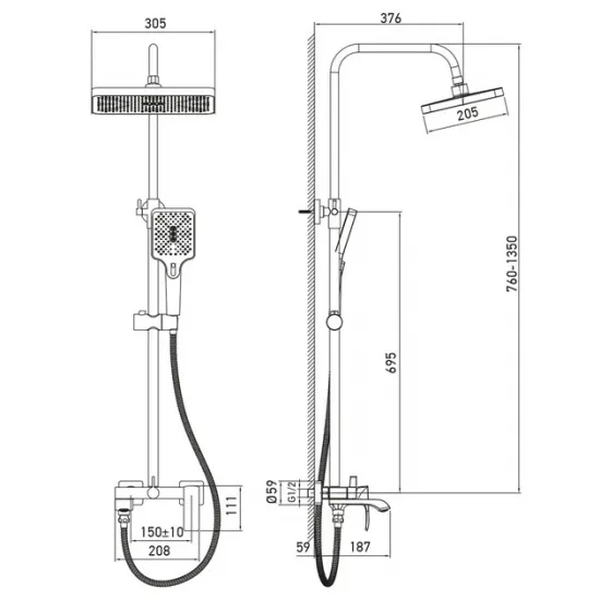 Душова колона зі змішувачем Haiba Monaco 009-J (HB9654) Душова колона зі змішувачем Haiba Monaco 009-J (HB9654)