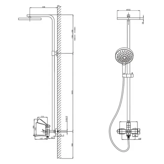 Душова колона зі змішувачем Mixxus Wilson 009-J Graphite (Колір графіт) (MI7122)