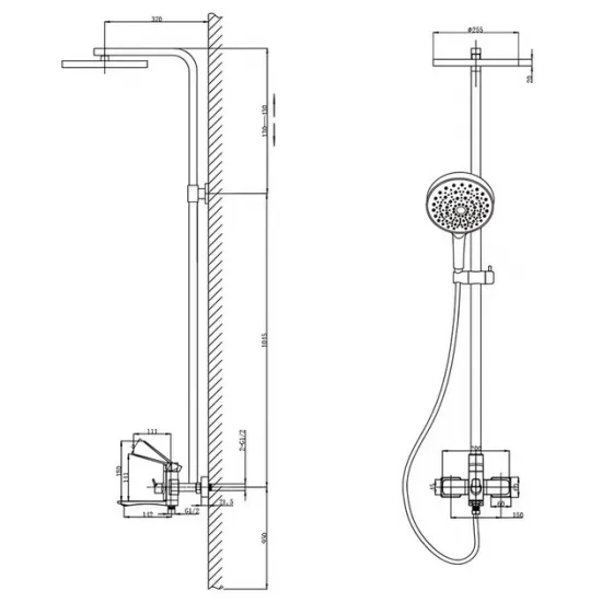 Душова колона зі змішувачем Mixxus Wilson 009-J Brushed Gold (Колір матове золото) (MI7124)