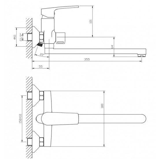 Змішувач для ванни Haiba Troya 006 Euro (HB9660) Змішувач для ванни Haiba Troya 006 Euro (HB9660)