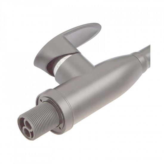 Змішувач для кухні PLAMIX CEZAR-011-B SET GRAPHITE REFL.GRAY з силіконовим виливом, з підведенням (