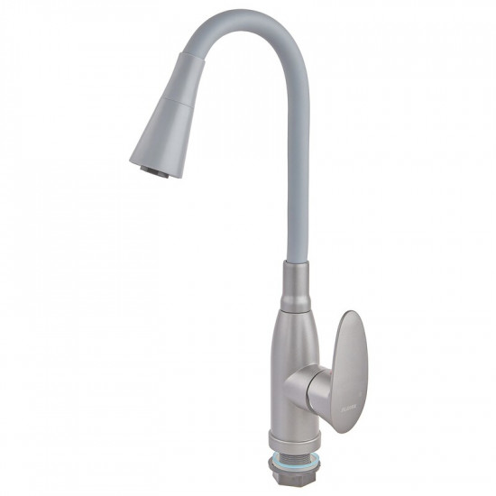 Змішувач для кухні PLAMIX CEZAR-011-B SET GRAPHITE REFL.GRAY з силіконовим виливом, з підведенням (