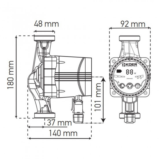 Насос циркуляційний енергозб. Koer KP.N25 / 6-180 (KP0247)