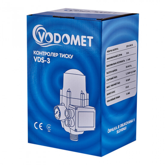 Контроллер давления Vodomet VDS-3 электронный для насоса до 1,1кВт, угловой 1", с кабелем (VO4201)