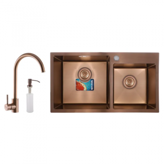 Набор Mixxus SET-7843D-220x1.0-PVD (раковина + смеситель + диспенсер) (MX0586)