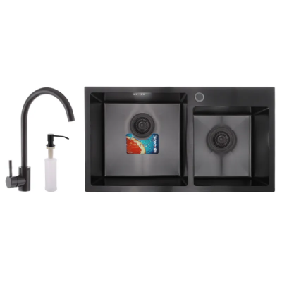 Набор Mixxus SET-7843D-220x1.0-PVD (умивальник + смеситель + диспенсер) (MX0585)