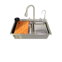 Мойка многофункциональная Zerix ZH7546-SET-06.SUS304 DECOR с встроенным смесителем (ZX5682)