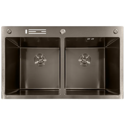 Мойка из нержавеющей стали MIXXUS MH8350-DK NANO-BLACK (3.0/0.8) цвет графит (MI7053)