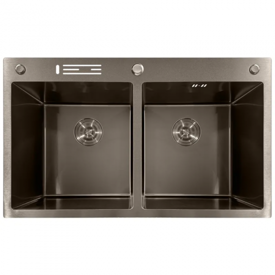 Мойка из нержавеющей стали MIXXUS MH8350-DK NANO-BLACK (3.0/0.8) цвет графит (MI7053)