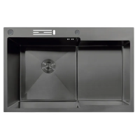 Мойка MIXXUS MH7849L-HK NANO-BLACK (3.0/0.9) из нержавеющей стали "глубокое крыло", с подставкой под