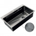 Мойка Zerix ZH7545-SET-05 DECOR NANO-BLACK (3.0/0.8) из нержавеющей стали, комплект (графит) (ZM5582)
