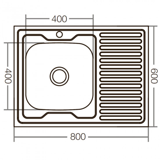 Кухонна мийка накладна ZerixZ8060L-06-160E (Satin) (ZX1616)