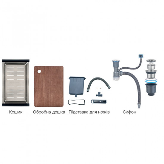 Мойка Mixxus Premium MH7545-SET-05 NANO-BLACK (3.0/0.8) комплект (графит) (MX9632)