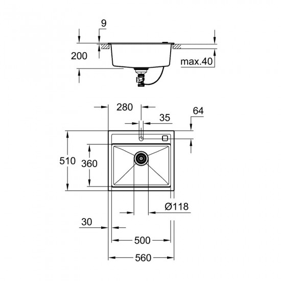 Композитна мийка для кухні Grohe K700 (31651AP0)