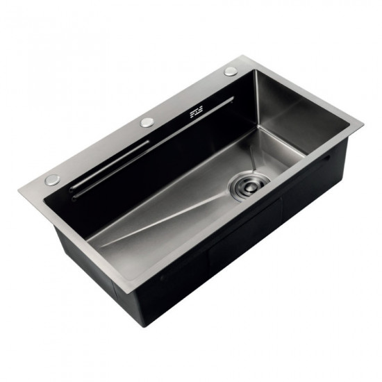 Мойка Zerix ZH7545-SET-05 NANO-BLACK (3.0/0.8) из нержавеющей стали, комплект (графит) (ZM5581)