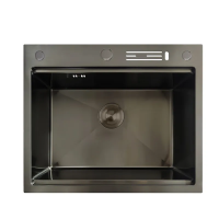 Мойка Mixxus MH6050-SK Nano-Black с н.ст. со сход.для суш.с подстав.под ножи(граф)(MX1942)