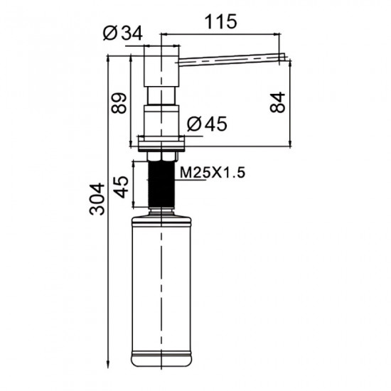 Дозатор для жидкого мыла врезной KOER SDB-01-02 цвет нерж. стали (300 мл) (KR5625)