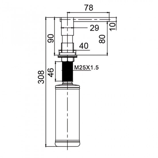 Дозатор для рідкого мила врізний KOER SDB-02-07 колір графіт (300 мл) (KR5631)