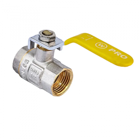 Кран шаровой Waterpro WP602-15FFL-Y - 1/2" FFL ГГВ YELLOW, ручка "рычаг" жёлтая (WP2929)