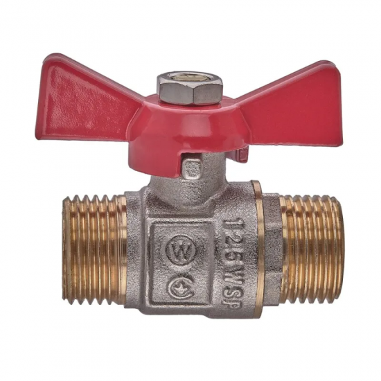 Кран кульовий ШШМ, ручка "метелик" червона Waterpro WP608-15MMW - 1/2" MMW (WP2916)