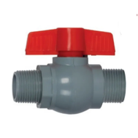 Кран шаровый PLAMIX PVN-1/2" MM PVC, ручка "бабочка" (серый+красный) (PM0704)