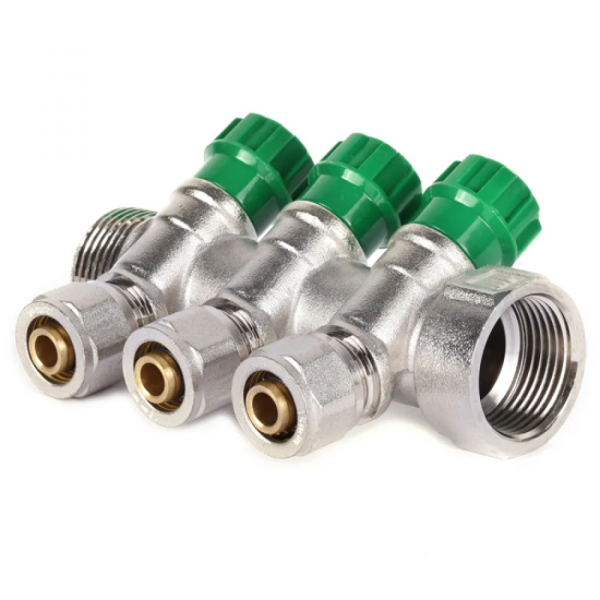 Коллектор вентильный с фитингом Koer KR.1124-3 1"x3 ways (KR2833)
