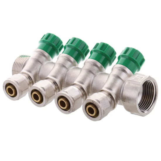 Коллектор вентильный с фитингом Koer KR.1124-4 1"x4 ways (KR2834)