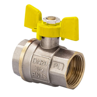 Кран шаровой FERRO PL 3/4" ГГМ газ art. 602 (латунный шар) (FE0560)