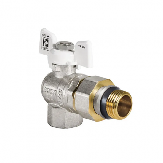 Кран з американкою 3/4" "антіпротечка"(Koer KR.228.W-Gi) кутовий білий (KR0193)
