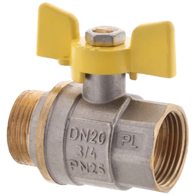 Кран шаровый FERRO PL 3/4" ГШМ газ art. 607 (латунный шар) (FE0561)