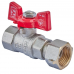 Клапан шаровой Koer KR.222 - 1/2" FF ГГМ с гайкой, ручка "бабочка" красная (KR4769)