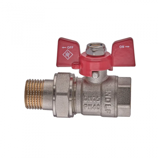 Кран с американкой Nolf classic NFC.921-06-1/2" FM ГШМ, ручка "бабочка" красная (NF3150)