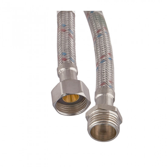 Гнучкий шланг для підключення води гайка 1/2'' - Штуцер 1/2'' (60 см) (силик. оболонка) Zerix (ZX30