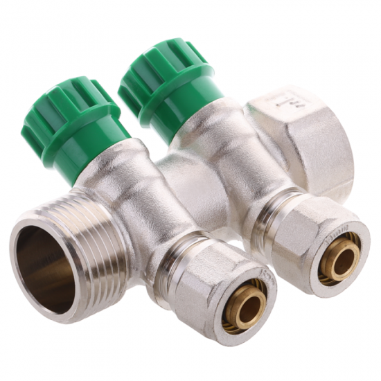 Коллектор вентильный с фитингом Koer KR.1124-2 1"x2 ways (KR2832)